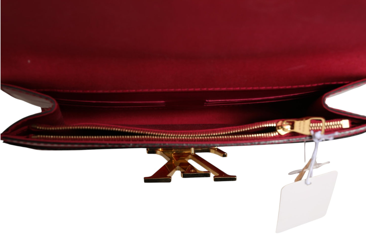 Louise PM Geldbörse mit Kette aus rotem Lackleder