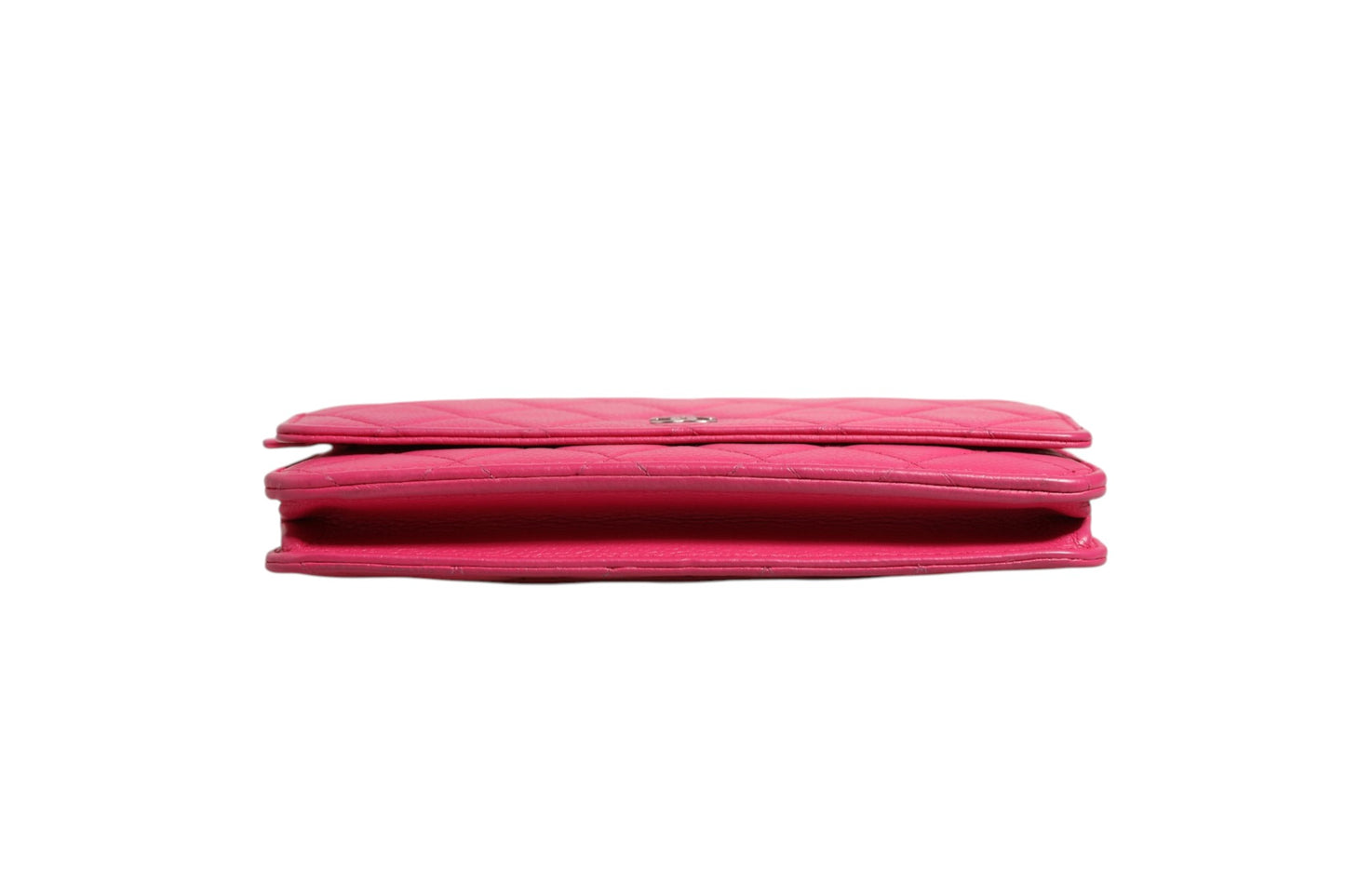 Pink gesteppte Lammleder-Kette Geldbörse WOC Silber