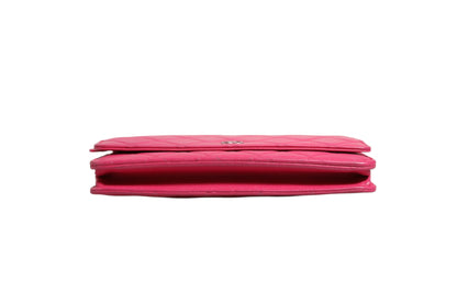 Pink gesteppte Lammleder-Kette Geldbörse WOC Silber