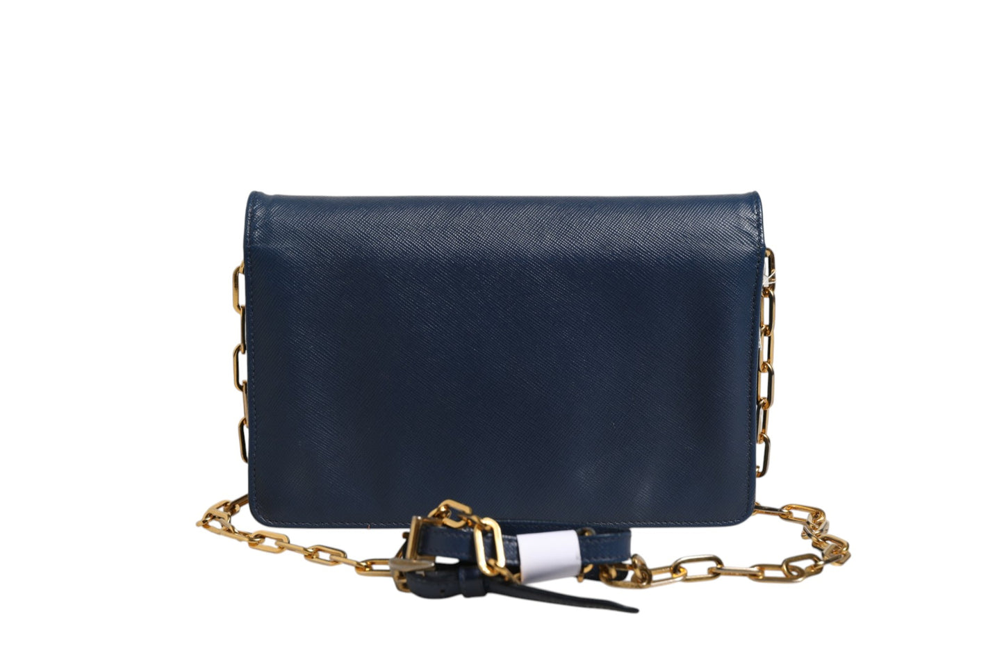 Niebieska portmonetka/kopertówka „wallet on chain” ze skóry Saffiano