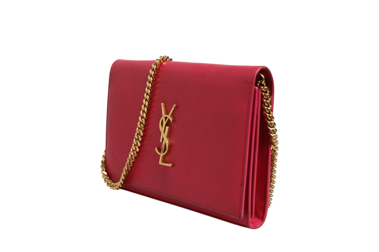 Rote Leder Monogram Wallet on Chain