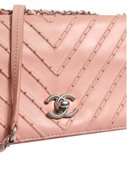 Kleine Classic Double Flap Tasche Hellrosa Chevron