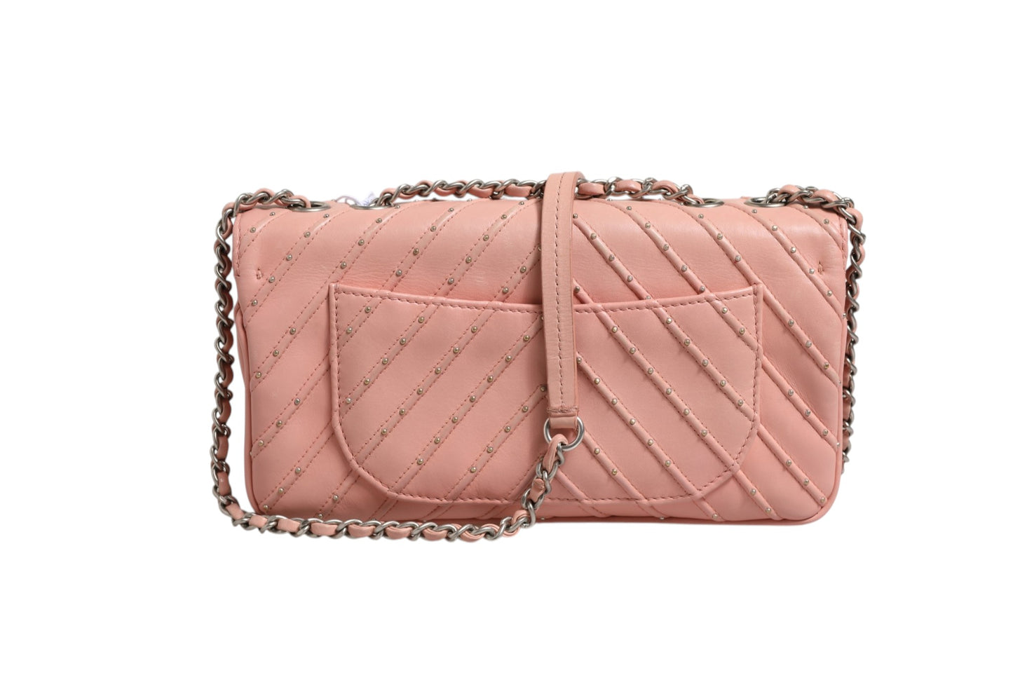 Kleine Classic Double Flap Tasche Hellrosa Chevron