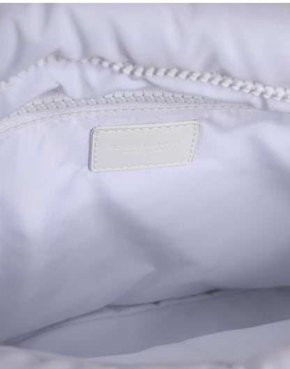 Weiße gesteppte Umhängetasche aus Polyester mit Logo-Plakette