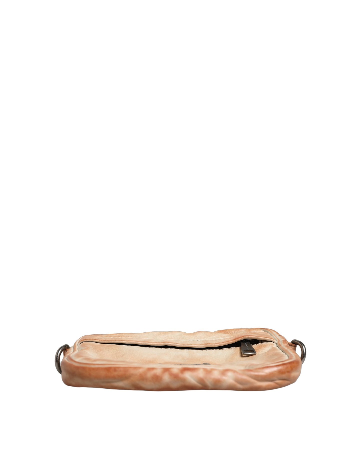 Beige Vintage Leder Umhängetasche mit Logo-Plakette für Herren