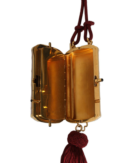 Rosa Exotisches Leder Mini-Spiegel Quaste Makeup Tasche