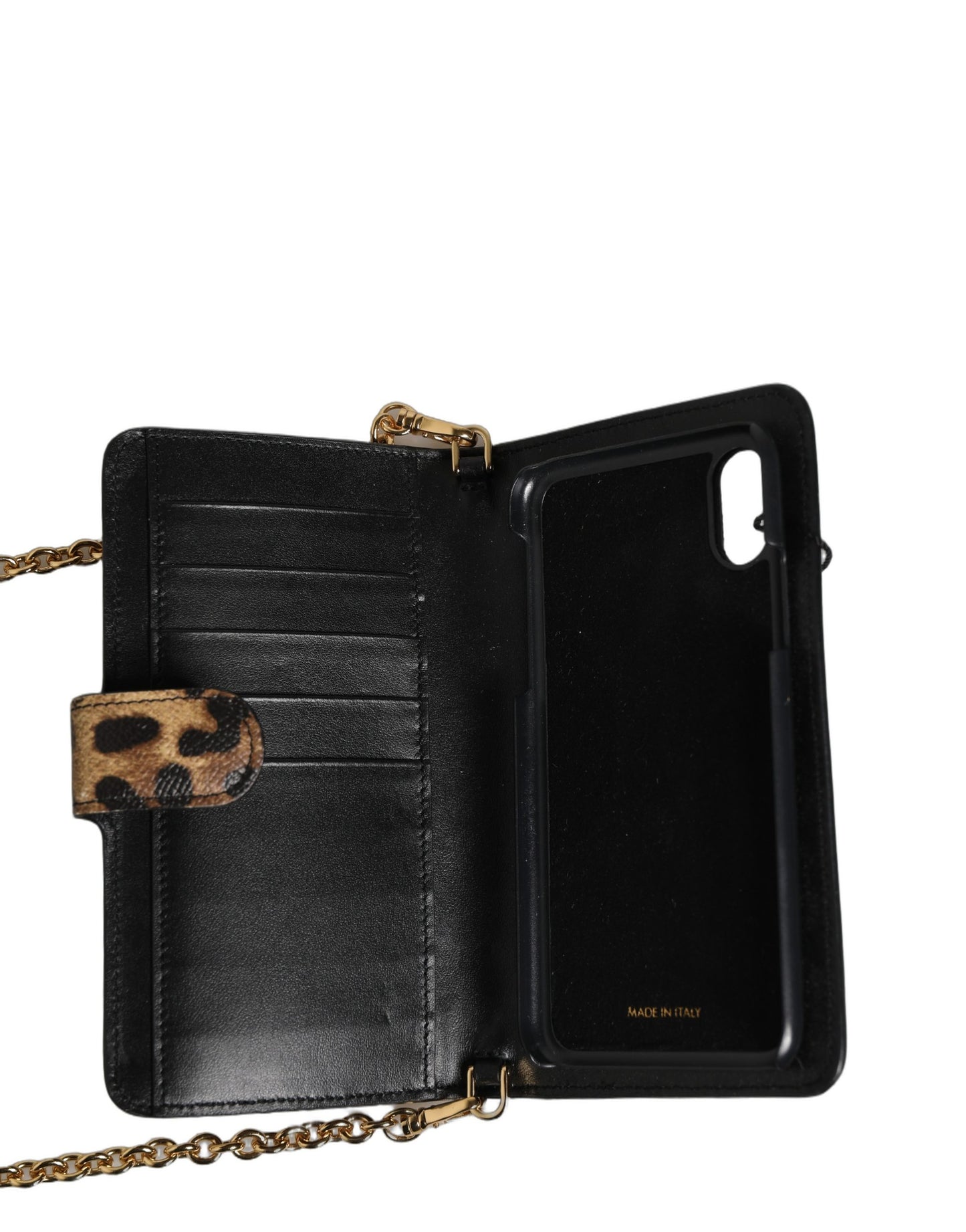 Flip Cover Braun Leopard Kristall iPhone X - XS Hülle
