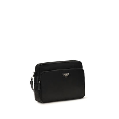 Schwarze Schultertasche aus recyceltem Polyamid