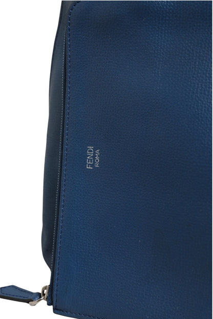 Marineblaue Leder-Shopping-Tote