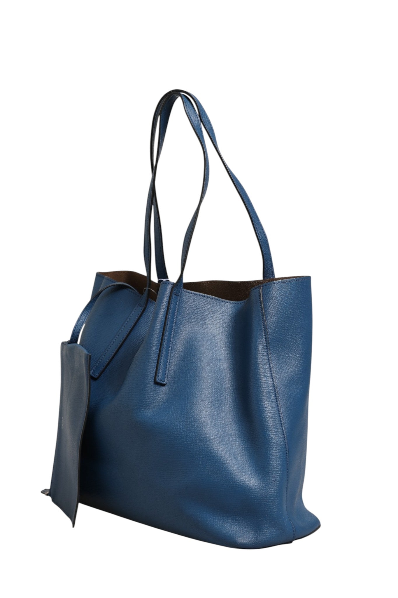 Marineblaue Leder-Shopping-Tote