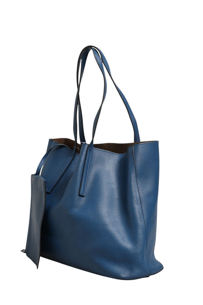 Marineblaue Leder-Shopping-Tote