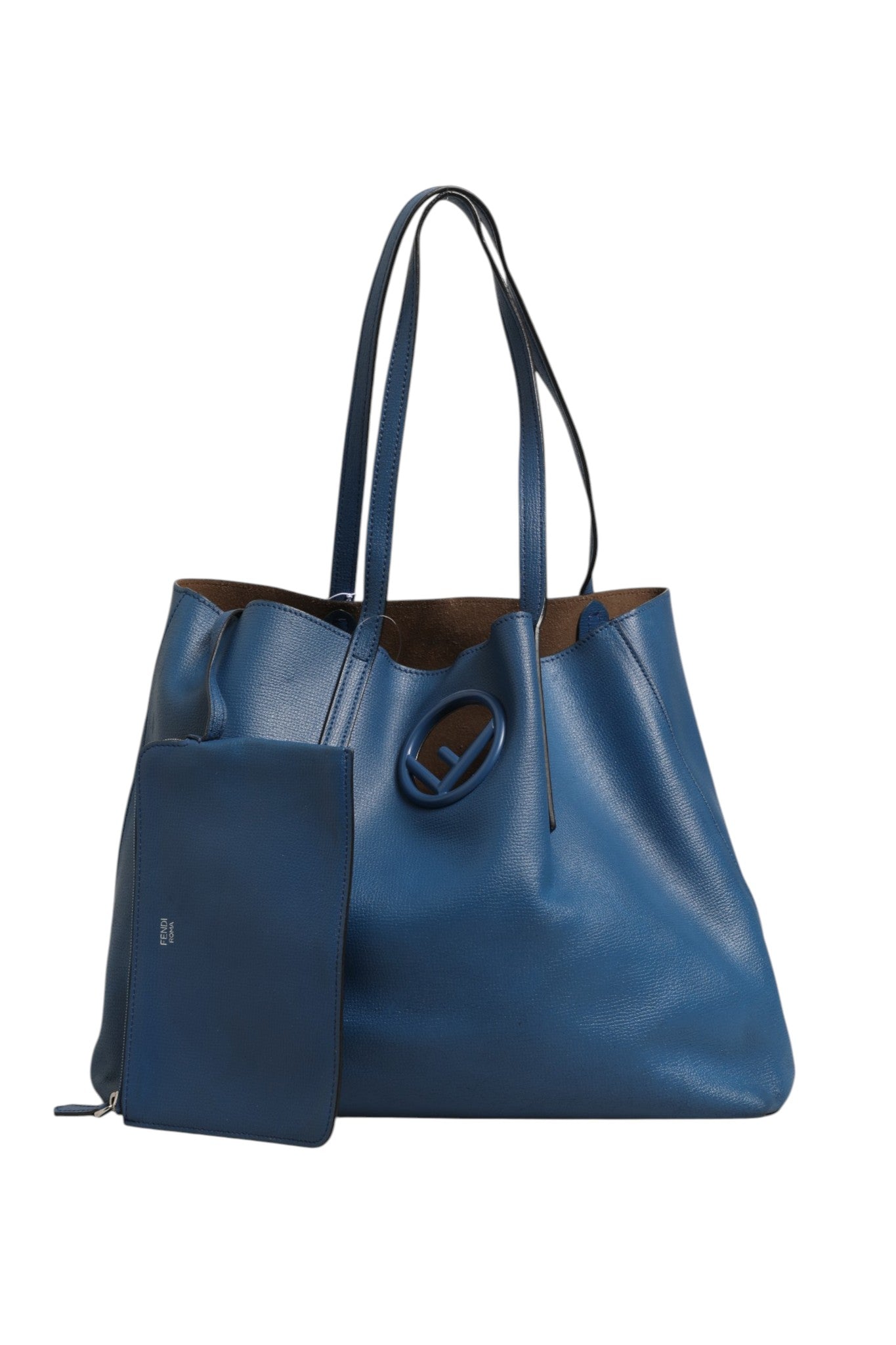 Marineblaue Leder-Shopping-Tote