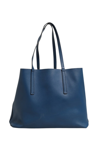 Marineblaue Leder-Shopping-Tote