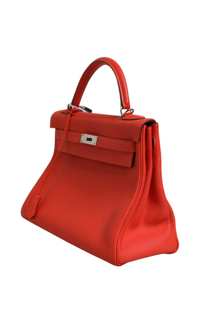 Kelly 32 Zweifarbige Handtasche mit Palladium-Hardware