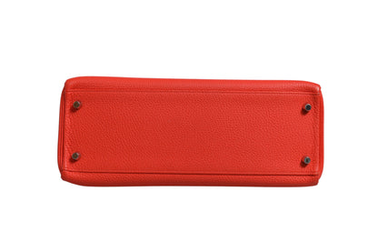 Kelly 32 Zweifarbige Handtasche mit Palladium-Hardware