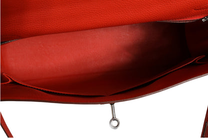 Kelly 32 Zweifarbige Handtasche mit Palladium-Hardware