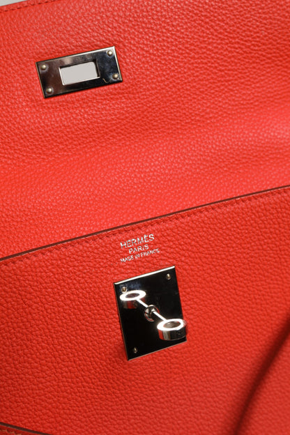Kelly 32 Zweifarbige Handtasche mit Palladium-Hardware