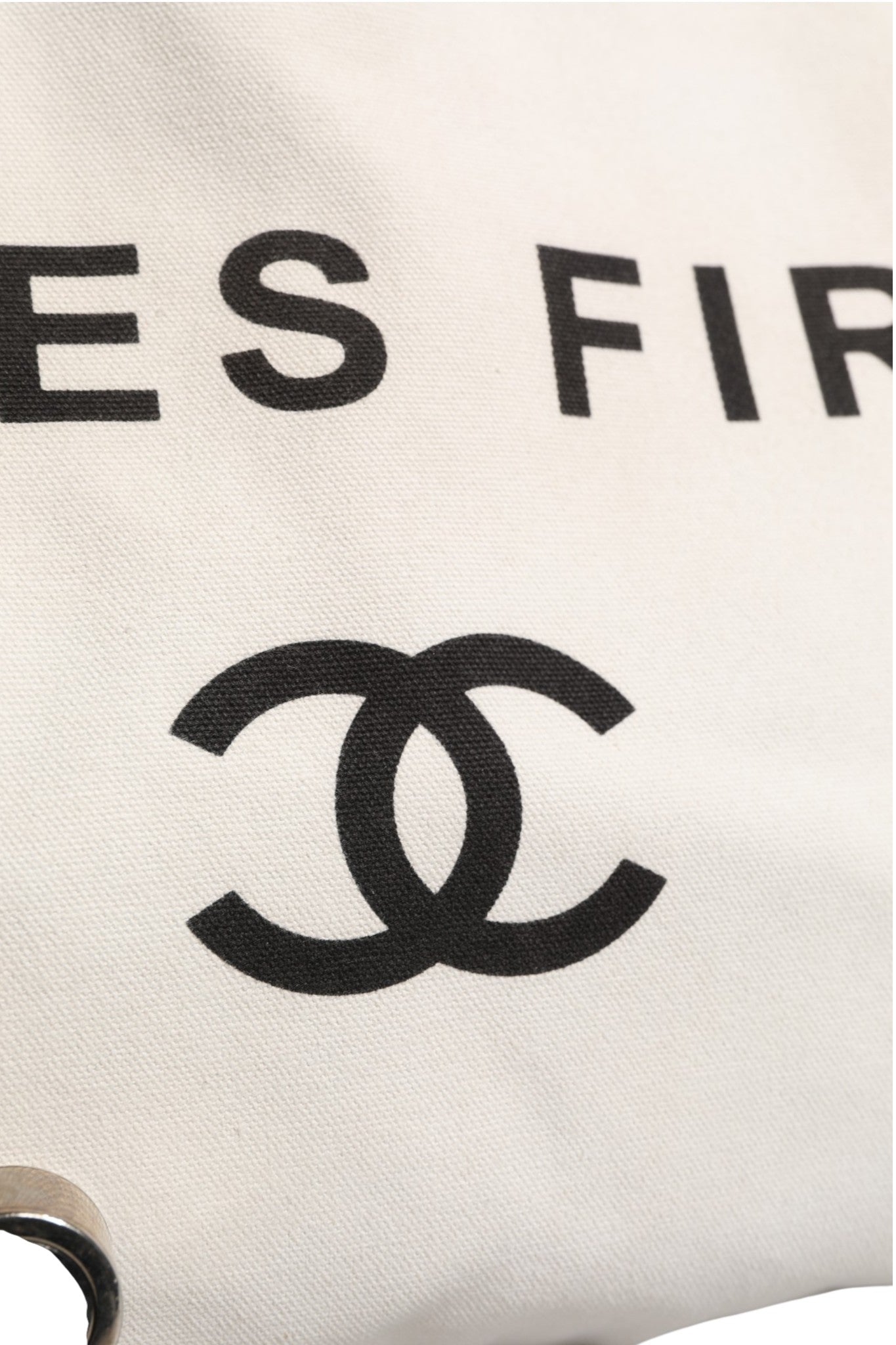 Damen Shopper Tote Bag aus weißem und schwarzem Canvas