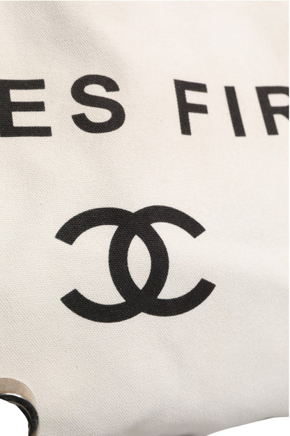 Damen Shopper Tote Bag aus weißem und schwarzem Canvas