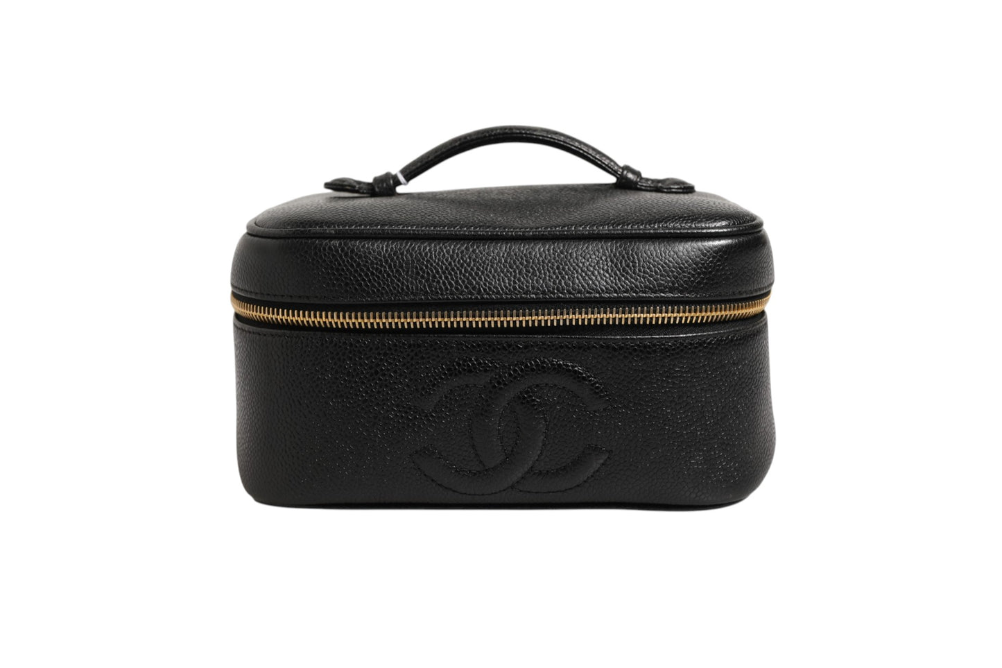 Schwarze und goldene Kosmetiktasche