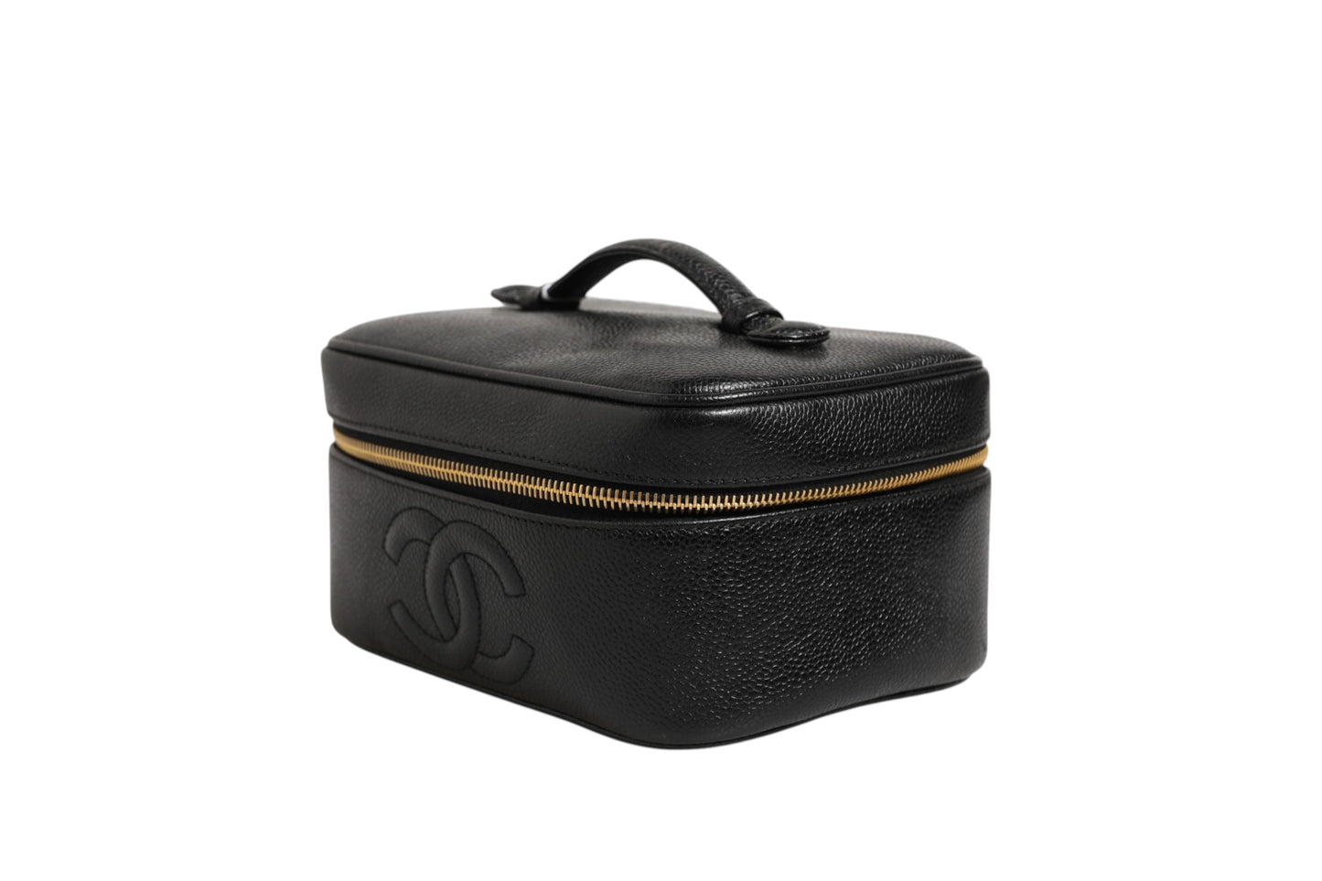 Schwarze und goldene Kosmetiktasche