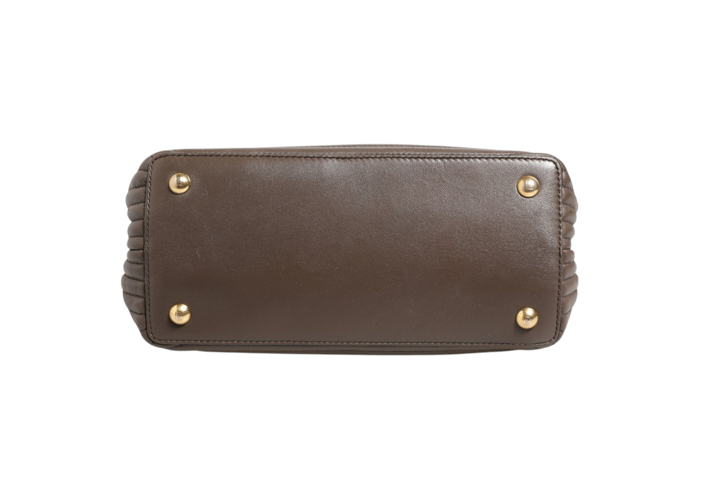 Kleine Dotcom Click Schultertasche aus gestepptem Lammleder in Braun