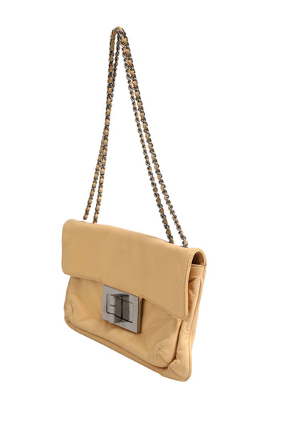 Beige Lammleder Giant Reissue Mademoiselle Lock Flap Bag