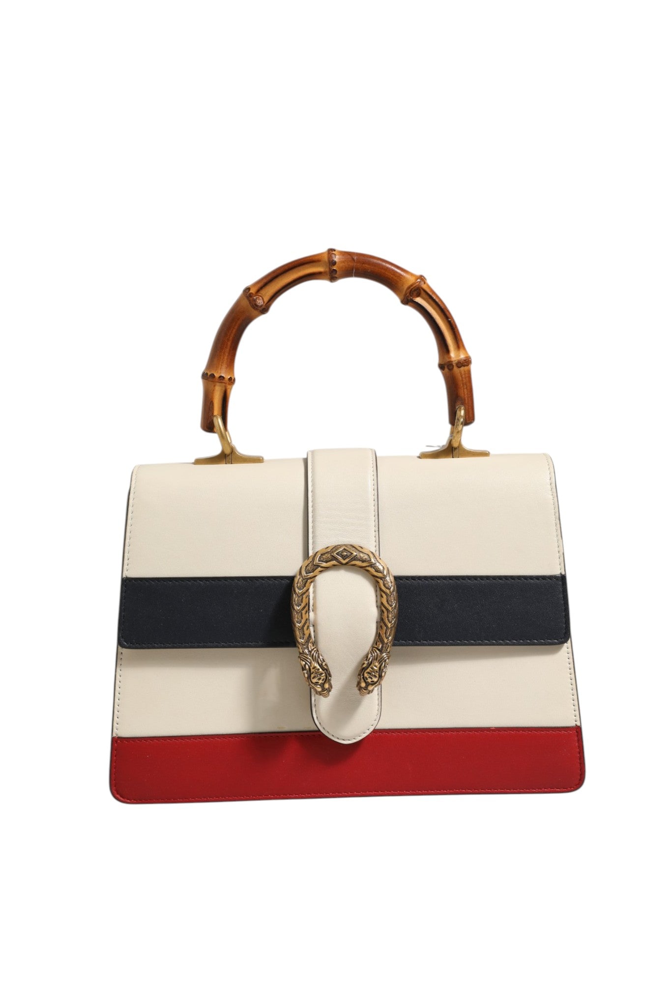 Dionysus Bamboo Henkeltasche aus Leder in Colorblock-Optik