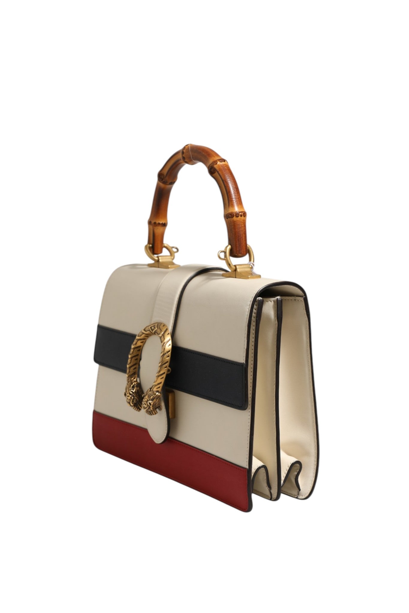 Dionysus Bamboo Henkeltasche aus Leder in Colorblock-Optik