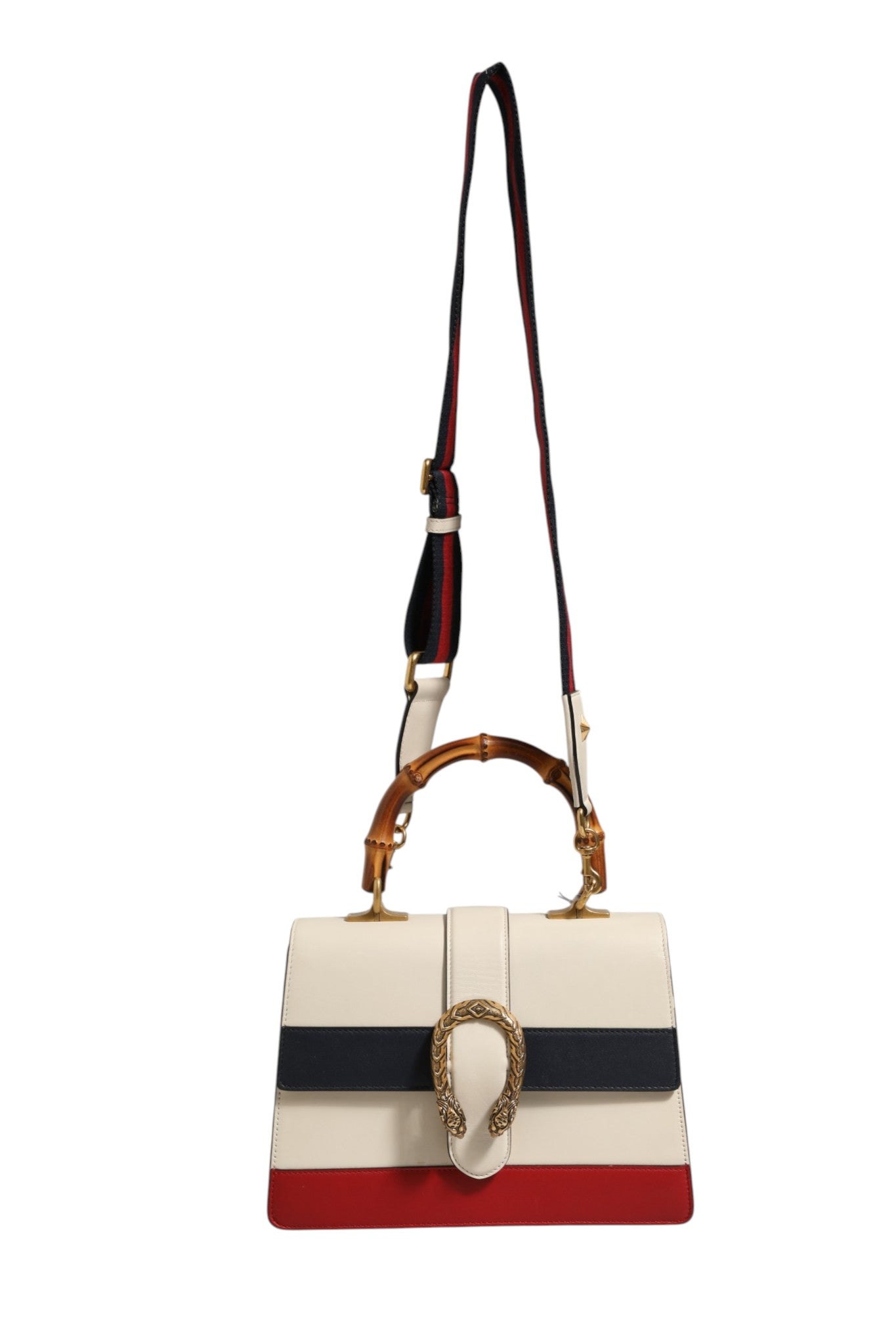 Dionysus Bamboo Henkeltasche aus Leder in Colorblock-Optik