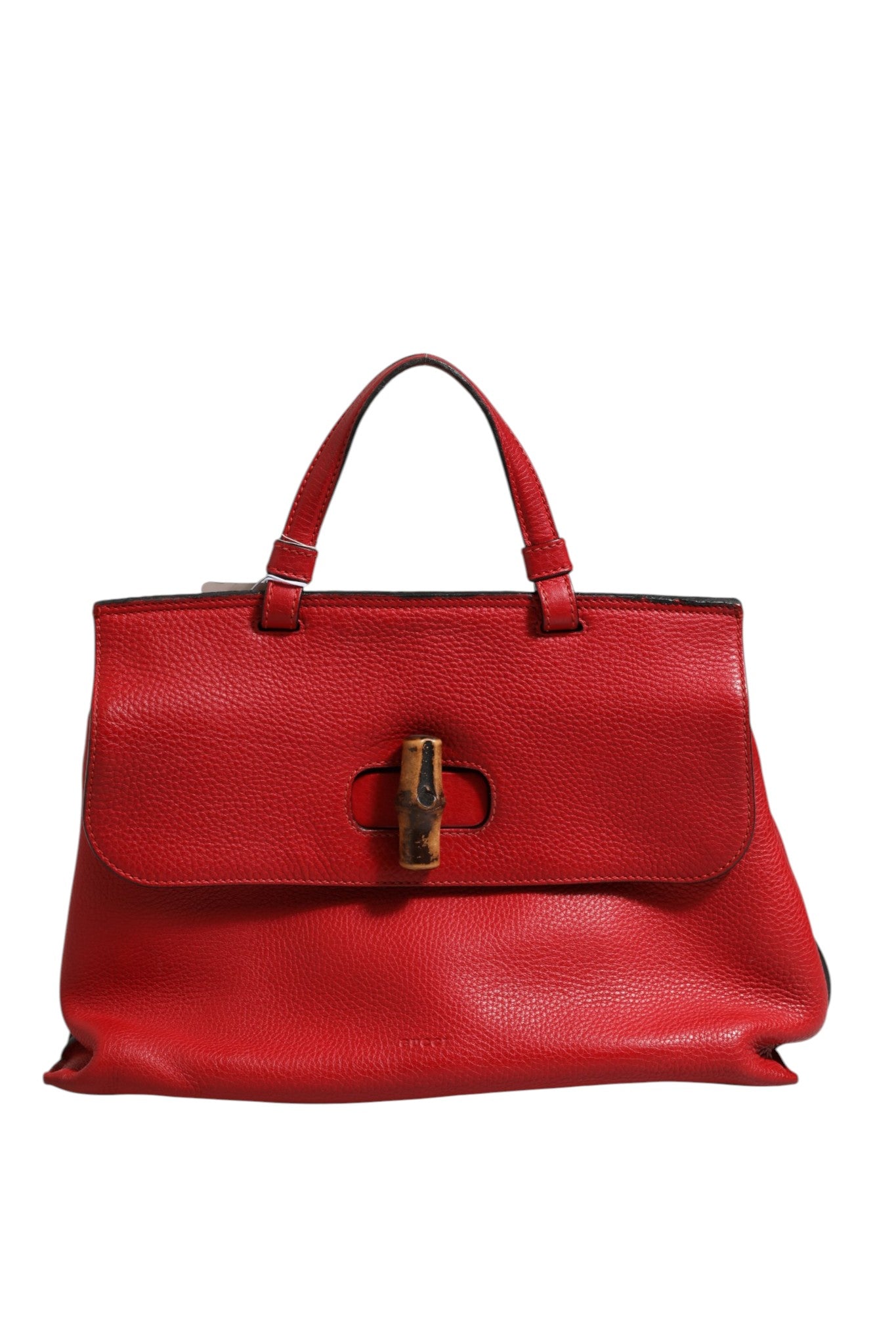 Rote Leder Bamboo Daily Tote Umhängetasche