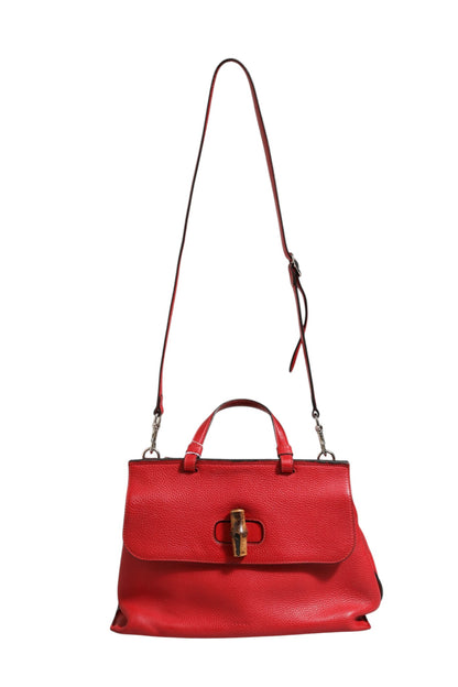 Rote Leder Bamboo Daily Tote Umhängetasche