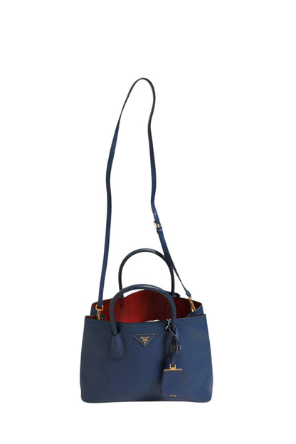 Blaue Saffiano Leder 2-Wege-Tasche