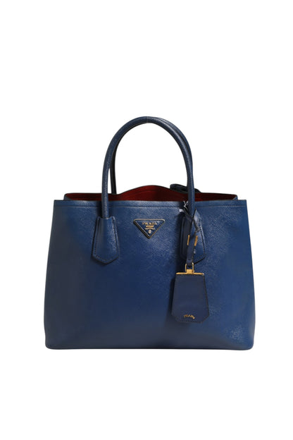 Blaue Saffiano Leder 2-Wege-Tasche