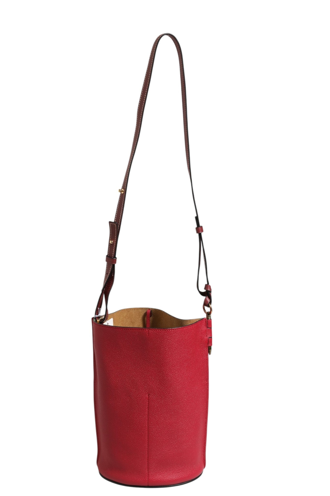 Gate Eimer-Tasche aus Himbeer- und Weinrotleder