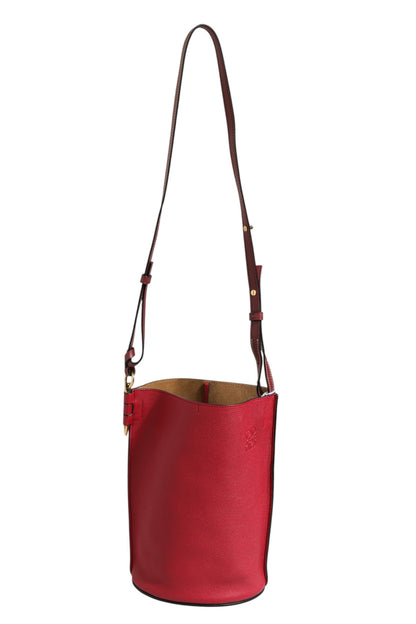Gate Eimer-Tasche aus Himbeer- und Weinrotleder