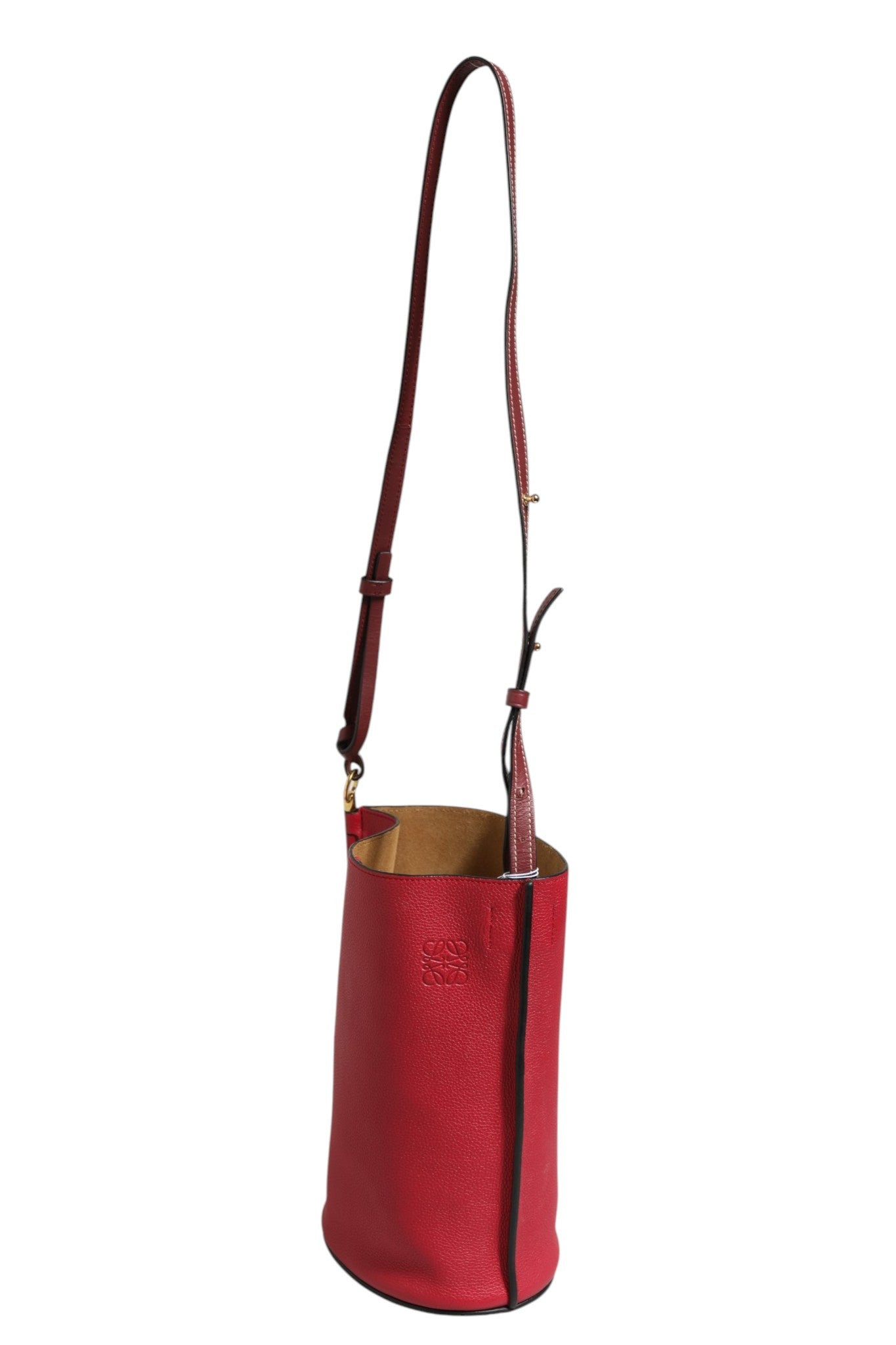 Gate Eimer-Tasche aus Himbeer- und Weinrotleder