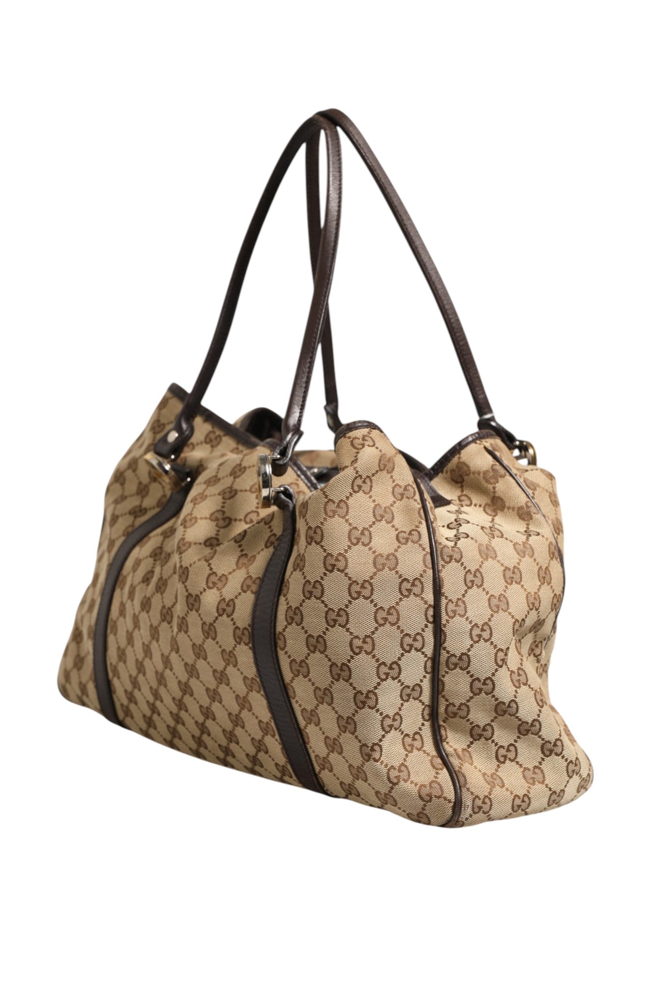 Beige und Schwarze Canvas Twins Medium Tote Bag