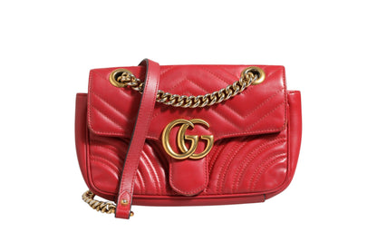 Marmont Small Shoulder Bag aus rotem Leder in Rosso Ancora