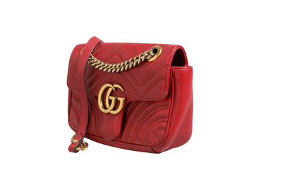 Marmont Small Shoulder Bag aus rotem Leder in Rosso Ancora