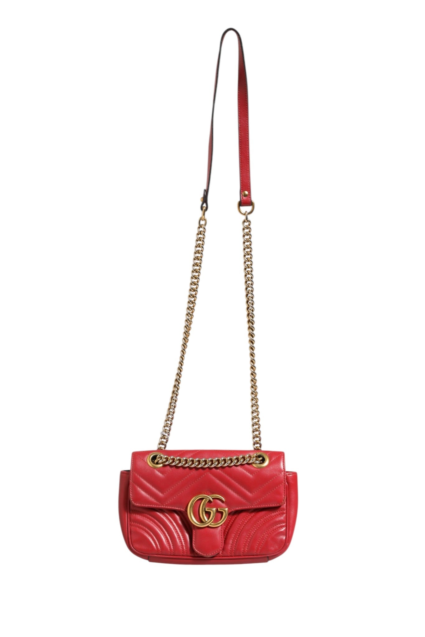 Marmont Small Shoulder Bag aus rotem Leder in Rosso Ancora