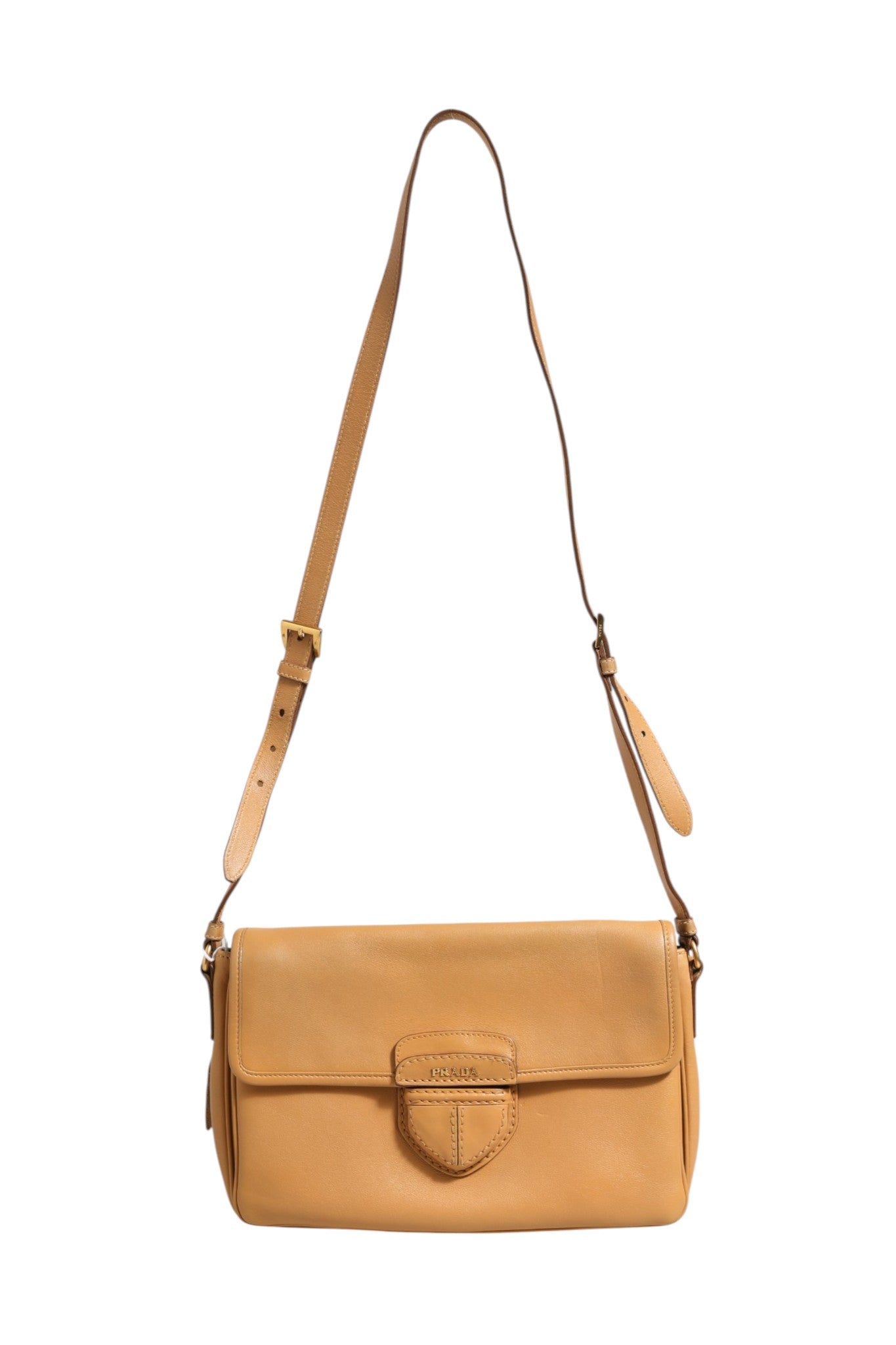 Sidonie Schultertasche aus beigem genarbtem Leder