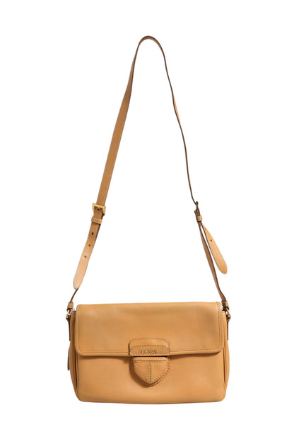 Sidonie Schultertasche aus beigem genarbtem Leder