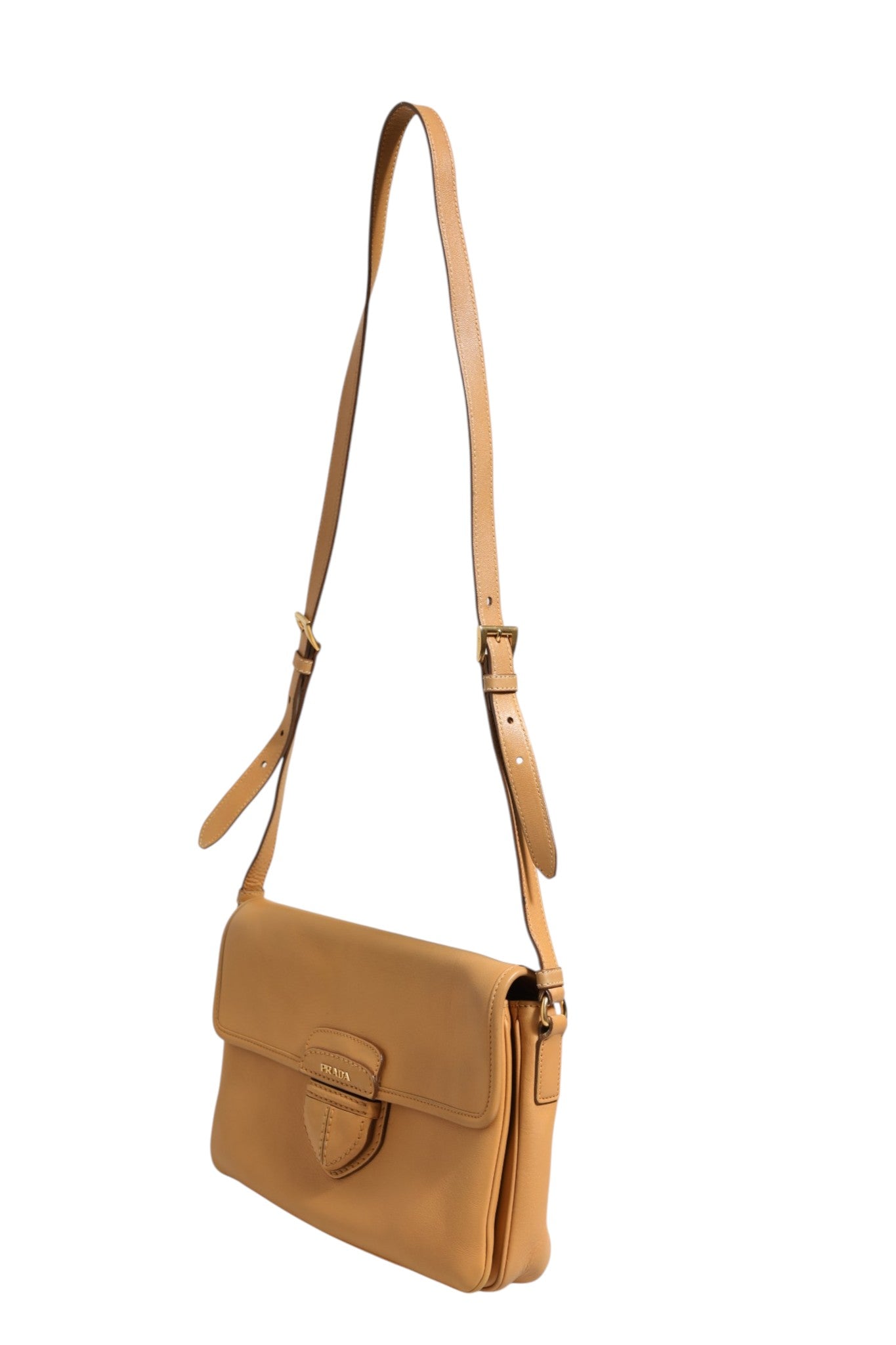 Sidonie Schultertasche aus beigem genarbtem Leder