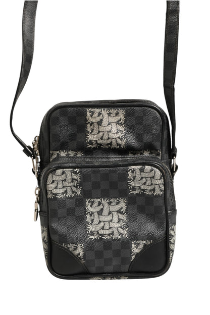 Schwarze Schultertasche Amazon Christopher Nemeth aus Damier Graphite Canvas