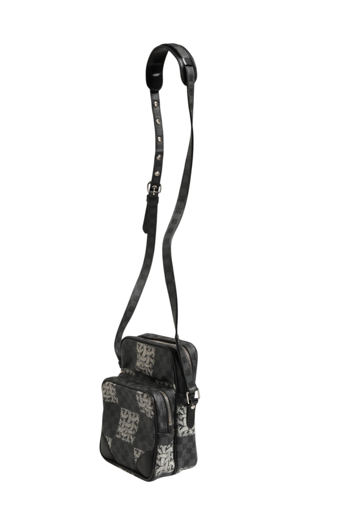 Schwarze Schultertasche Amazon Christopher Nemeth aus Damier Graphite Canvas