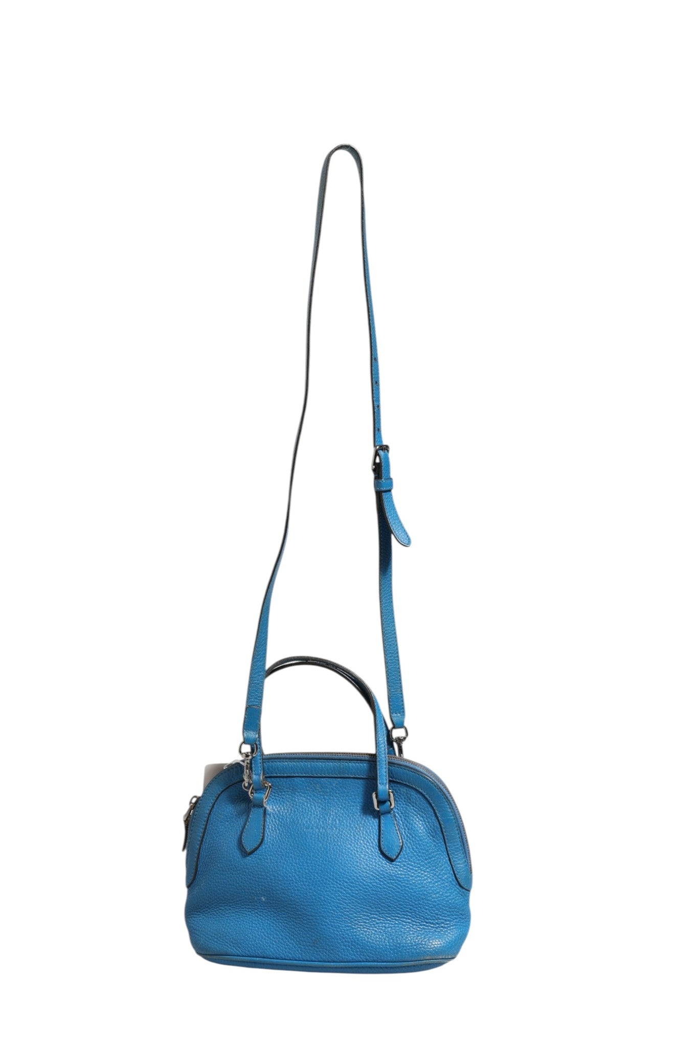 Blaue Leder-Dome-Handtasche