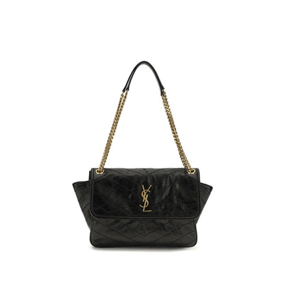 Schwarze Bos Taurus Kalbsleder Schultertasche