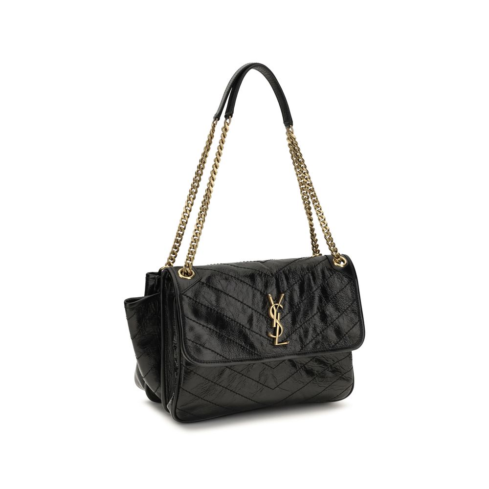 Schwarze Bos Taurus Kalbsleder Schultertasche