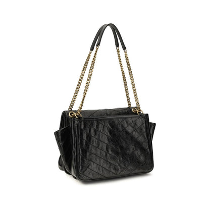 Schwarze Bos Taurus Kalbsleder Schultertasche